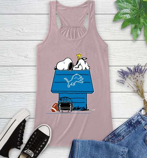Detroit Lions NFL Football Snoopy Woodstock The Peanuts Movie Racerback Tank 11