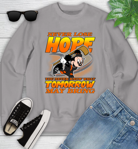 Anaheim Ducks NHL Hockey ootball Mickey Disney Never Lose Hope Youth Sweatshirt 3