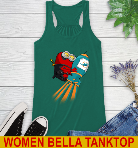 NFL Football Miami Dolphins Deadpool Minion Marvel Shirt Racerback Tank 5