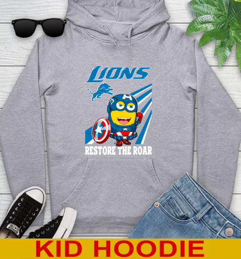 NFL Football Detroit Lions Captain America Marvel Avengers Minion Shirt Youth Hoodie 6