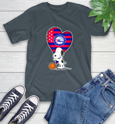 Philadelphia 76ers NBA Basketball The Peanuts Movie Adorable Snoopy T-Shirt 9