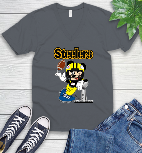 NFL Pittsburgh Steelers Mickey Mouse Disney Super Bowl Football T Shirt V-Neck T-Shirt 5