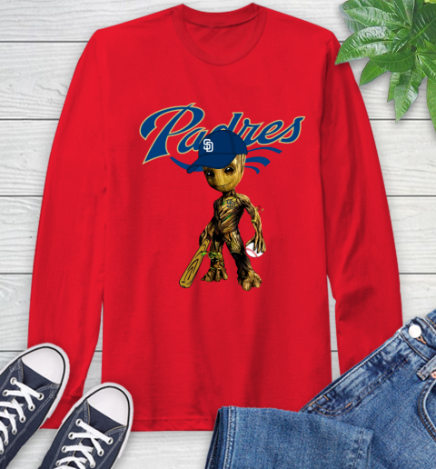 MLB San Diego Padres Groot Guardians Of The Galaxy Baseball Long Sleeve T-Shirt 10