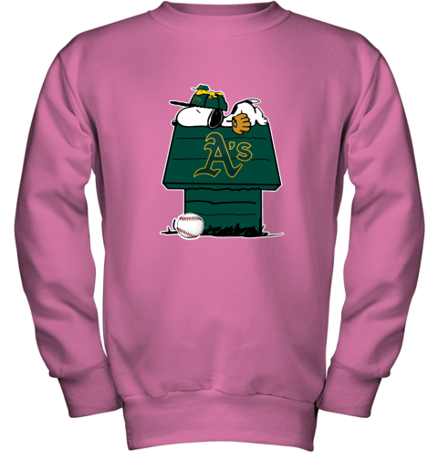 Oakland Athletics Snoopy And Woodstock Resting Together MLB Youth Sweatshirt  