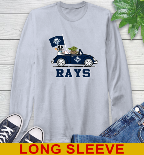 MLB Baseball Tampa Bay Rays Darth Vader Baby Yoda Driving Star Wars Shirt Long Sleeve T-Shirt 6