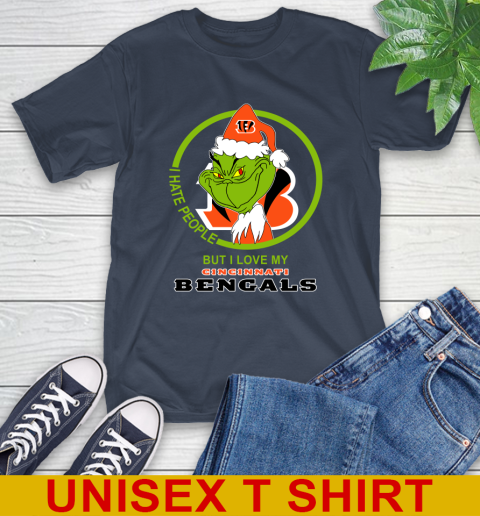 Cincinnati Bengals NFL Christmas Grinch I Hate People But I Love My Favorite Football Team T-Shirt 4