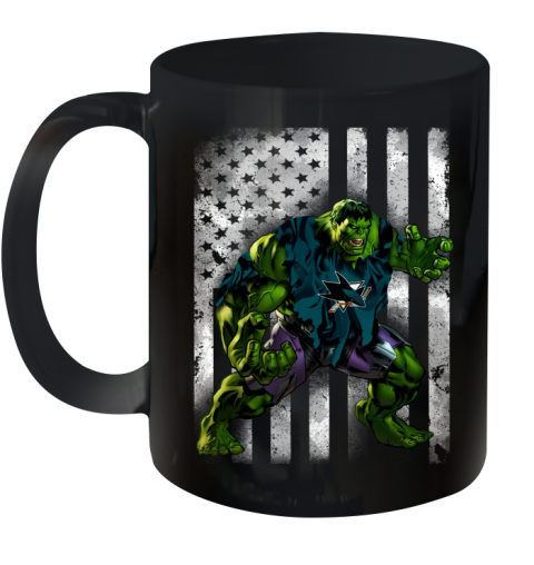 San Jose Sharks Hulk Marvel Avengers NHL Hockey American Flag Ceramic Mug 11oz