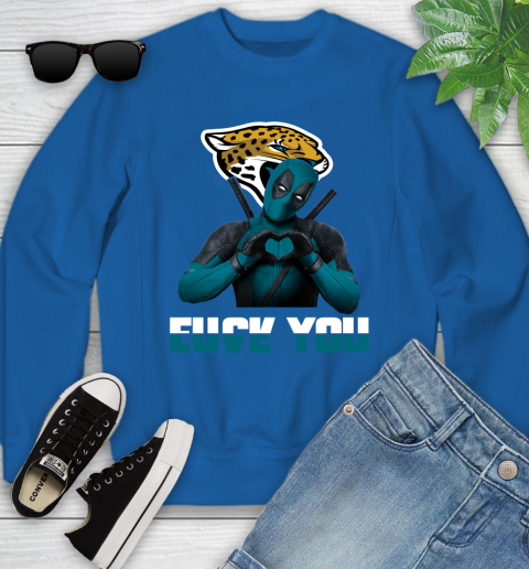 NHL Jacksonville Jaguars Deadpool Love You Fuck You Football Sports Youth Sweatshirt 7