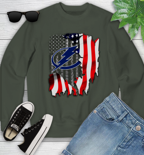 Tampa Bay Lightning NHL Hockey American Flag Youth Sweatshirt 9
