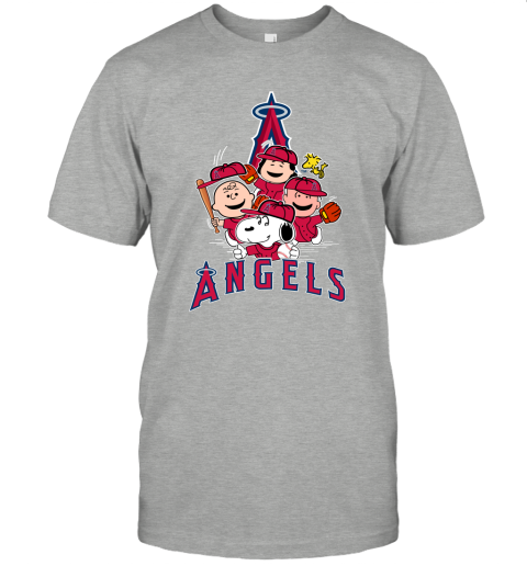 MLB Los Angeles Angels Snoopy Charlie Brown Woodstock The Peanuts Movie  Baseball T Shirt - Rookbrand