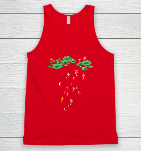 Watercolor Japanese Koi Fish Goldfish Lily Pad Lotus Leaf Shirt Tank Top 4