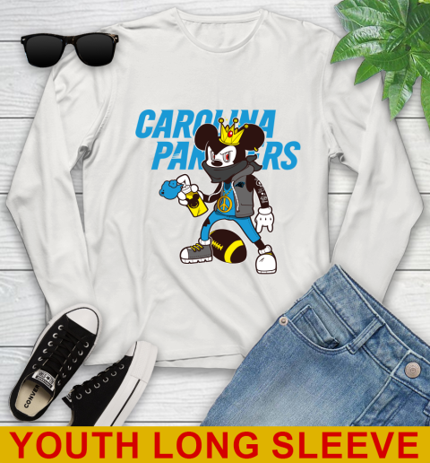 Carolina Panthers NFL Football Mickey Peace Sign Sports Youth Long Sleeve 12