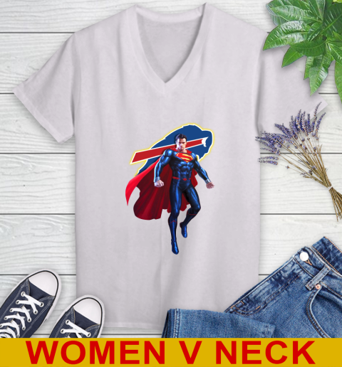 NFL Superman DC Sports Football Buffalo Bills Women's V-Neck T-Shirt