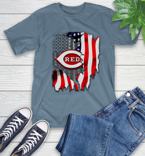 Cincinnati Reds MLB Baseball American Flag T-Shirt 8