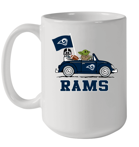 NFL Football Los Angeles Rams Darth Vader Baby Yoda Driving Star Wars Shirt Ceramic Mug 15oz