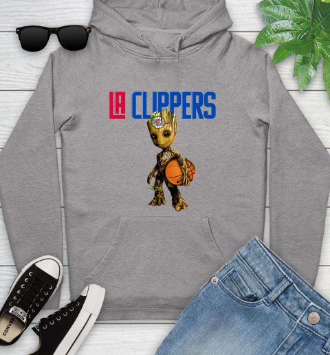 LA Clippers NBA Basketball Groot Marvel Guardians Of The Galaxy Youth Hoodie 6
