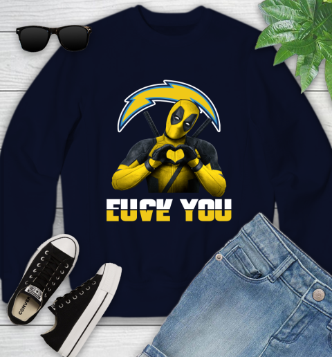 NHL San Diego Chargers Deadpool Love You Fuck You Football Sports Youth Sweatshirt 2