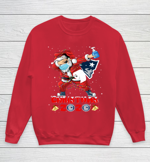 New England Patriots Funny Santa Claus Dabbing Christmas 2020 NFL Youth Sweatshirt 7