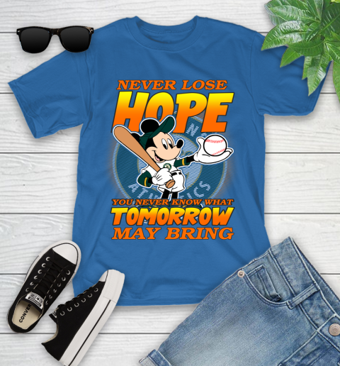 Oakland Athletics MLB Baseball Mickey Disney Never Lose Hope Youth T-Shirt 12
