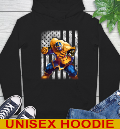 NHL Hockey Boston Bruins Thanos Marvel American Flag Shirt Hoodie