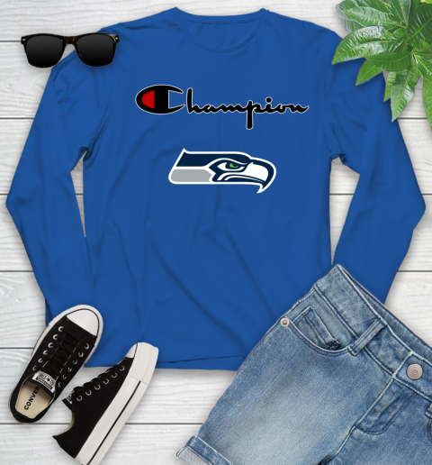 NFL Football Seattle Seahawks Champion Shirt Youth Long Sleeve 7