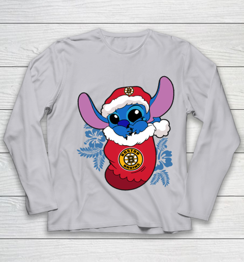 Boston Bruins Christmas Stitch In The Sock Funny Disney NHL Youth Long Sleeve 5