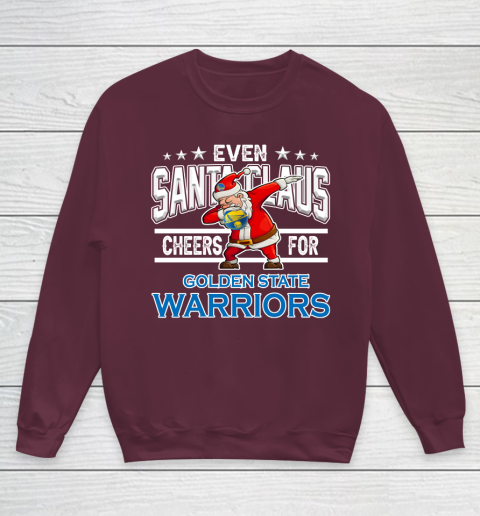 Golden State Warriors Even Santa Claus Cheers For Christmas NBA Youth Sweatshirt 4