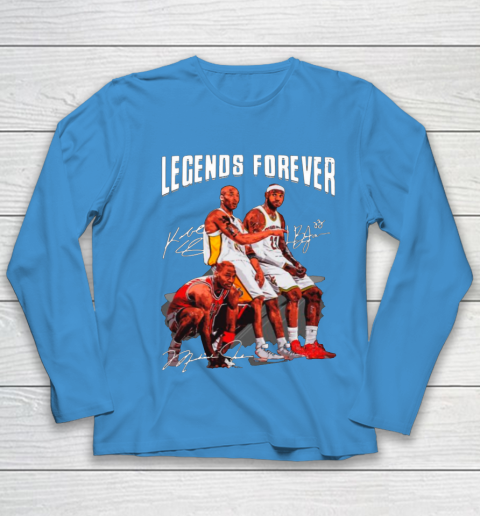 Kobe Bryant Lebron James And Michael Jordan Legends Forever Signatures Youth Long Sleeve 5