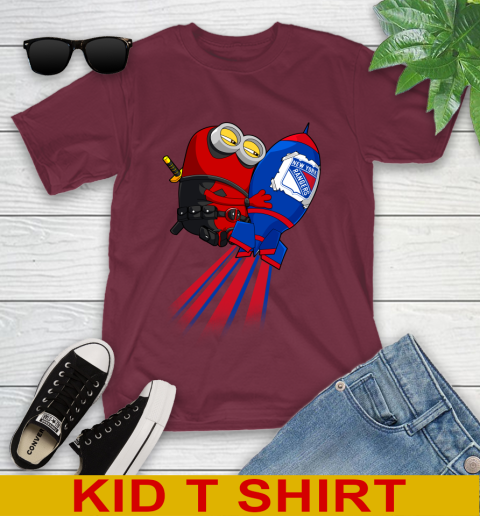 NHL Hockey New York Rangers Deadpool Minion Marvel Shirt Youth T-Shirt 5