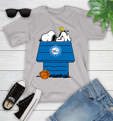 Philadelphia 76ers NBA Basketball Snoopy Woodstock The Peanuts Movie Youth T-Shirt 12