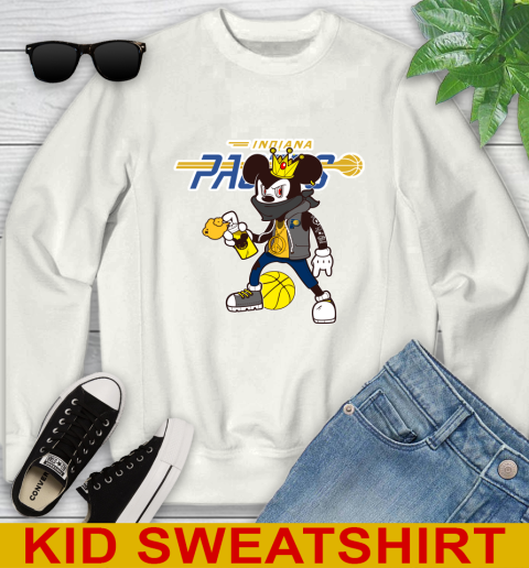 Indiana Pacers NBA Basketball Mickey Peace Sign Sports Youth Sweatshirt