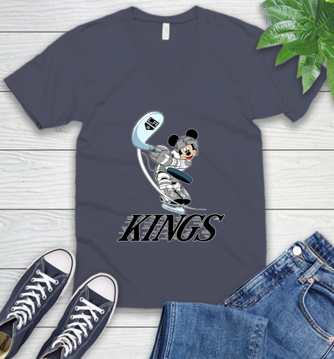 NHL Hockey Los Angeles Kings Cheerful Mickey Mouse Shirt V-Neck T-Shirt 8
