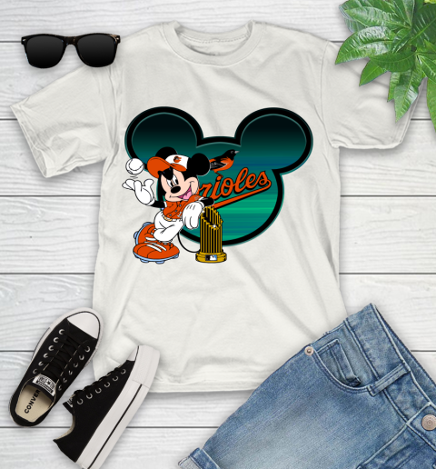 MLB Baltimore Orioles The Commissioner's Trophy Mickey Mouse Disney Youth T-Shirt