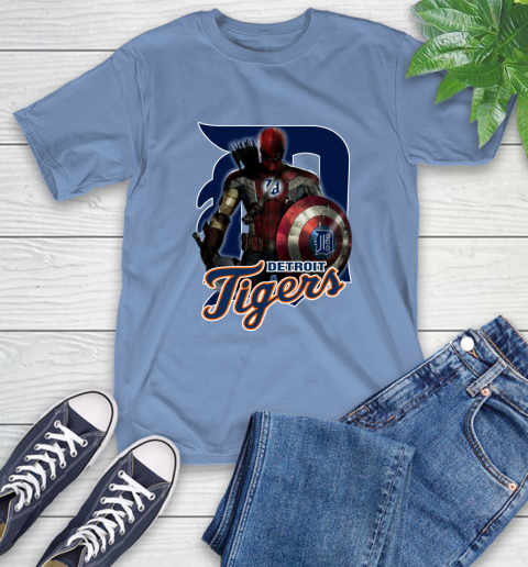MLB Captain America Thor Spider Man Hawkeye Avengers Endgame Baseball Detroit Tigers T-Shirt 11