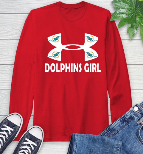 NFL Miami Dolphins Girl Under Armour Football Sports Long Sleeve T-Shirt 11