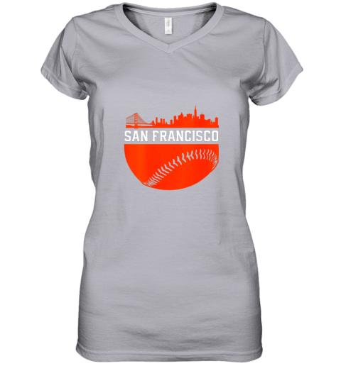 tpsx womens san francisco baseball vintage sf the city skyline gift women v neck t shirt 39 front sport grey