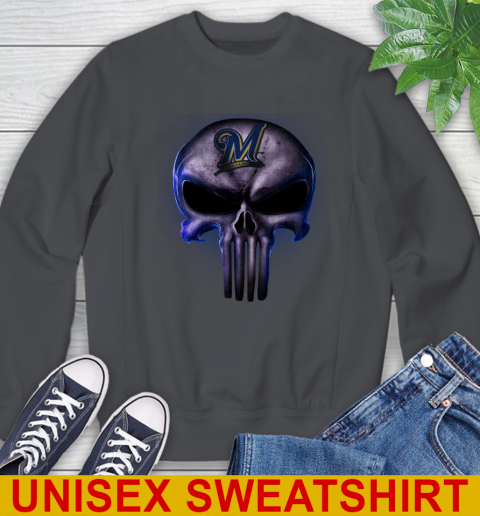 Milwaukee Brewers MLB Baseball Punisher Skull Sports Sweatshirt 8 Milwaukee Brewers MLB Baseball Punisher Skull Sports Sweatshirt - Image 8