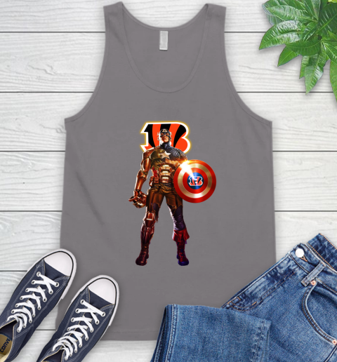 NFL Captain America Marvel Avengers Endgame Football Sports Cincinnati Bengals Tank Top 7
