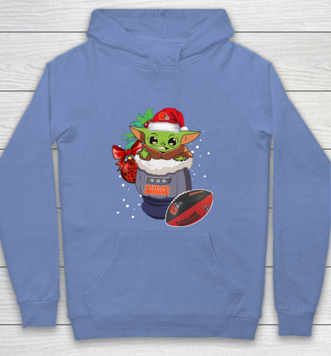 Cleveland Browns Christmas Baby Yoda Star Wars Funny Happy NFL Youth Hoodie 10