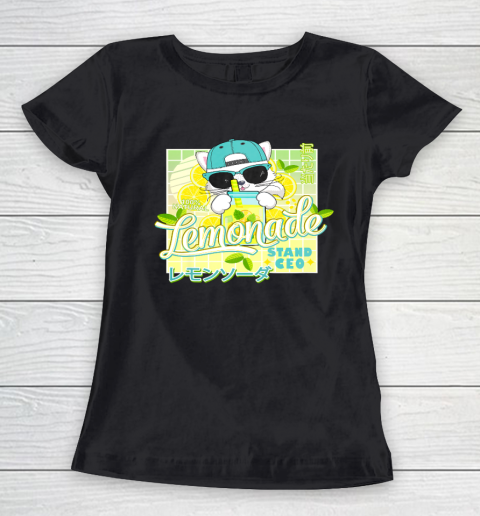 Lemonade Stand CEO Funny Anime Cat Lemon Juice Vaporwave Women's T-Shirt