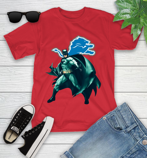 NFL Batman Football Sports Detroit Lions Youth T-Shirt 10