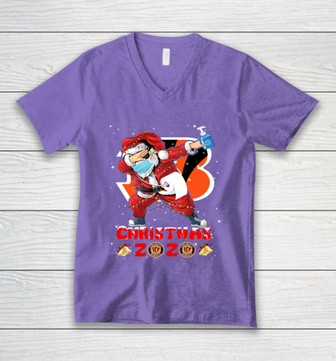 Cincinnati Bengals Funny Santa Claus Dabbing Christmas 2020 NFL V-Neck T-Shirt 8