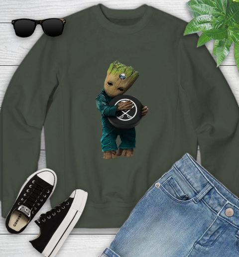 NHL Groot Guardians Of The Galaxy Of The Galaxy Hockey Sports Buffalo Sabres Youth Sweatshirt 10