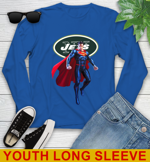 NFL Superman DC Sports Football New York Jets Youth Long Sleeve 10