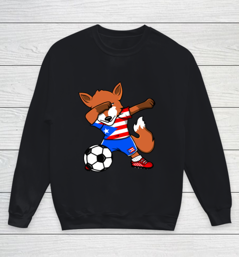 Dabbing Fox Puerto Rico Soccer Fans Jersey Football Lovers Youth Sweatshirt