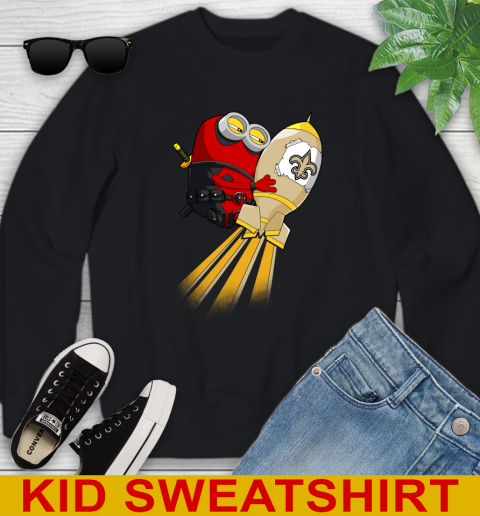 NFL Football New Orleans Saints Deadpool Minion Marvel Shirt Youth Sweatshirt
