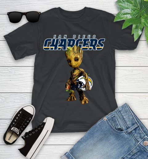 Los Angeles Chargers NFL Football Groot Marvel Guardians Of The Galaxy Youth T-Shirt 2