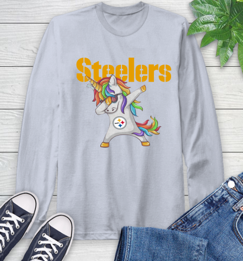 Pittsburgh Steelers NFL Football Funny Unicorn Dabbing Sports Long Sleeve T-Shirt 6