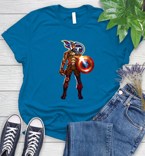 NFL Captain America Marvel Avengers Endgame Football Sports Tennessee Titans Women's T-Shirt 7