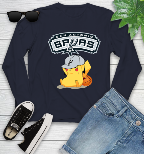 NBA Pikachu Basketball Sports San Antonio Spurs Youth Long Sleeve 3